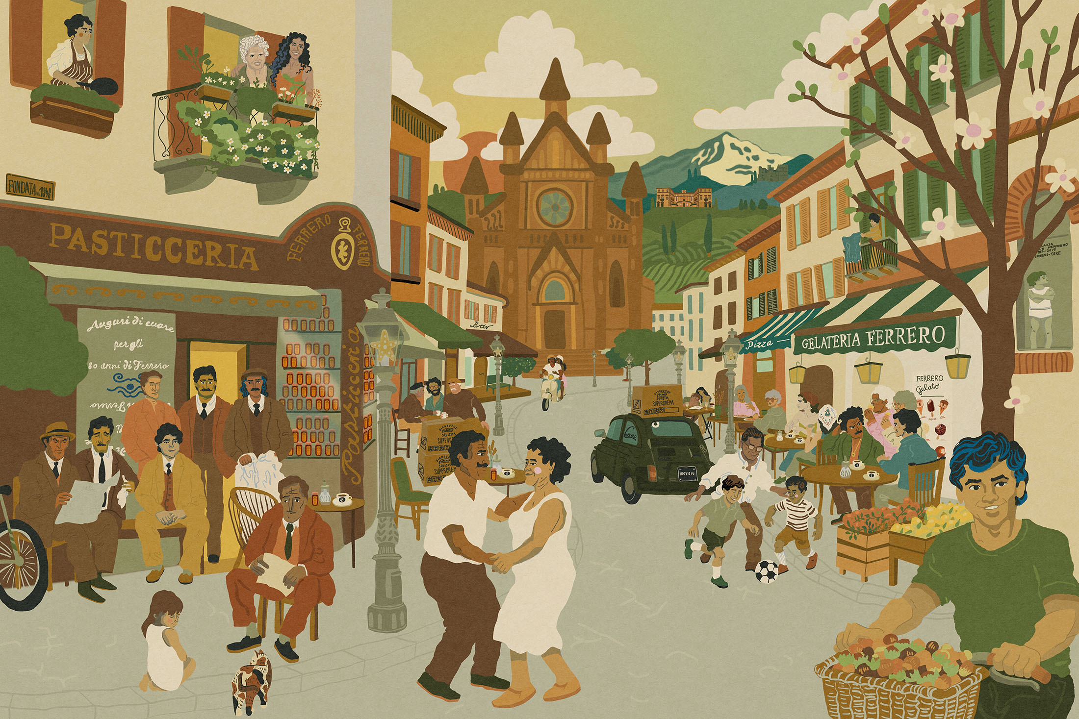 Claudie Linke Illustration: For Ferrero. Alba / Piedmont.