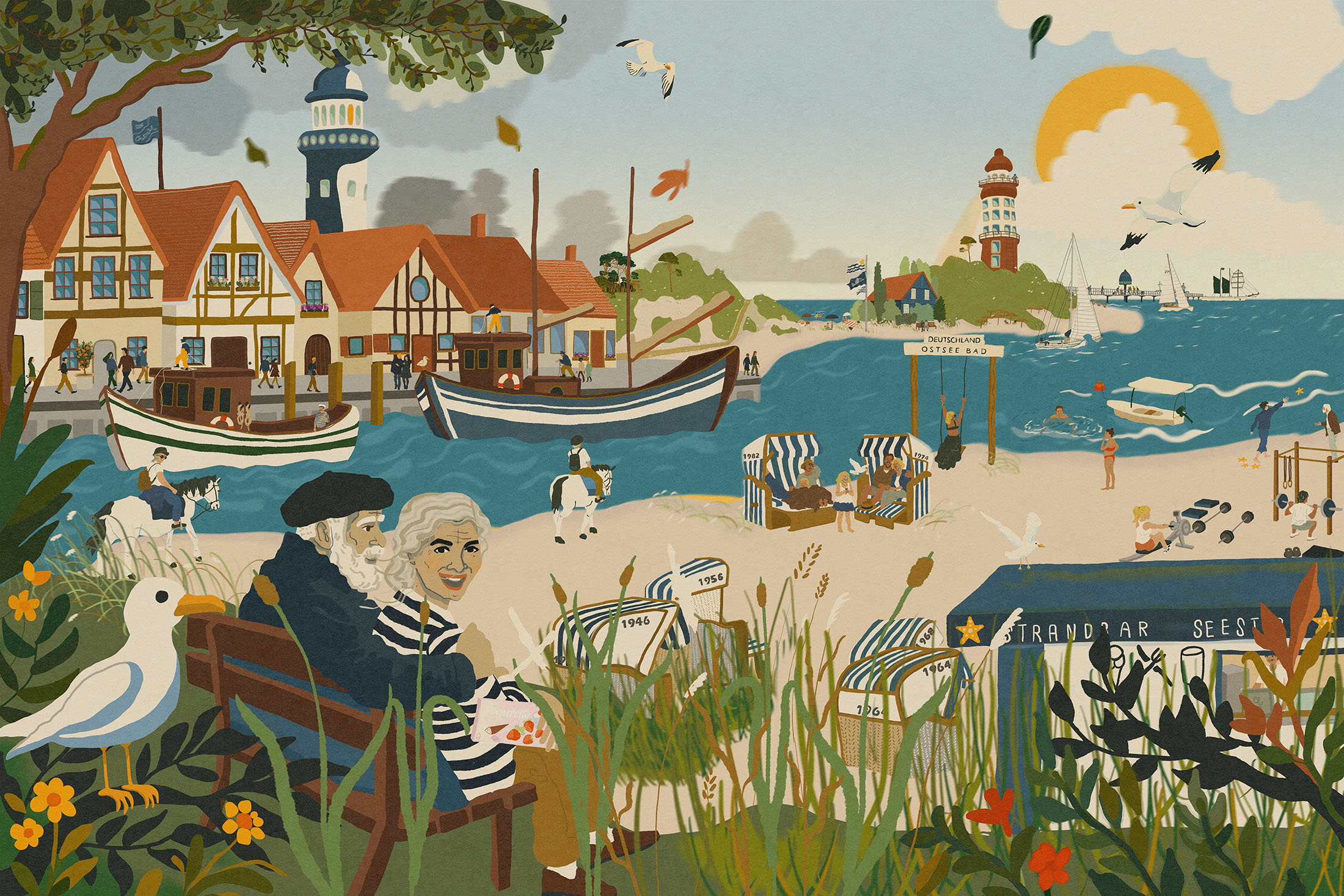Claudie Linke Illustration for Ferrero: Ostsee. Large-scale artwalls.